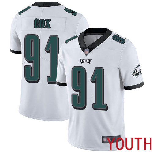 Youth Philadelphia Eagles #91 Fletcher Cox White Vapor Untouchable NFL Jersey Limited Player Football->youth nfl jersey->Youth Jersey